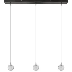 3-Lichts hanglamp zwart met helder glazen bollen