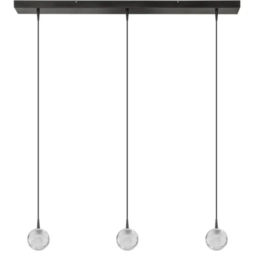 3-Lichts hanglamp zwart met helder glazen bollen