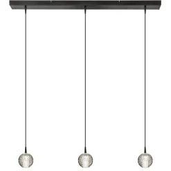 3-Lichts hanglamp zwart met helder glazen bollen