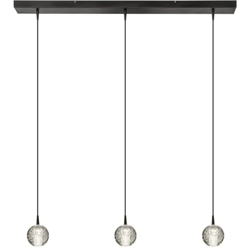 3-Lichts hanglamp zwart met helder glazen bollen