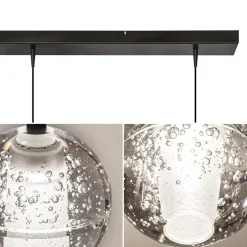 3-Lichts hanglamp zwart met helder glazen bollen