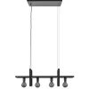 4-Lichts hanglamp zwart met zwarte houten planken