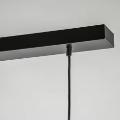 5-Lichts hanglamp zwart-goud met opaal glas