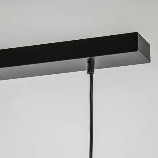 5-Lichts hanglamp zwart-goud met opaal glas