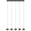 5-Lichts LED eettafelhanglamp zwart met champagne glas