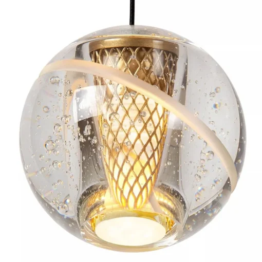 5-Lichts LED eettafelhanglamp goud met glas