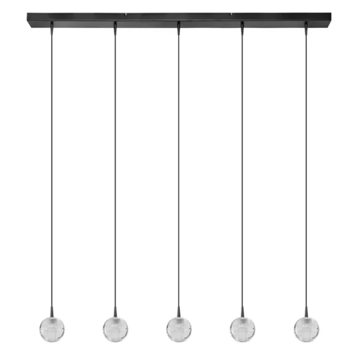 5-Lichts LED eettafelhanglamp helder glazen bollen