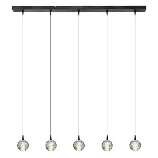 5-Lichts LED eettafelhanglamp helder glazen bollen