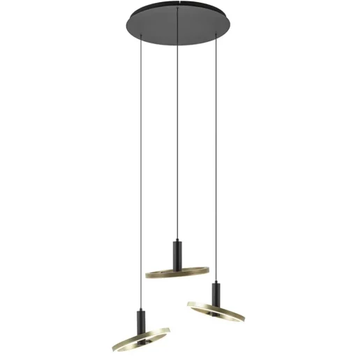 3-Lichts LED hanglamp ringen rond zwart/goud dimbaar