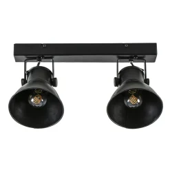 2-Lichts metalen plafondlamp Eliano mat zwart