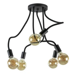 5-Lichts plafondlamp mat zwart met flexibele armen