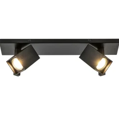 2-Lichts plafondlamp met vierkante spots mat zwart
