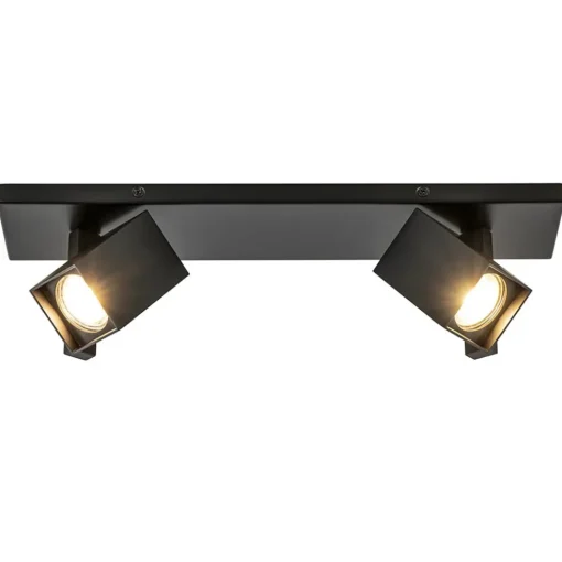 2-Lichts plafondlamp met vierkante spots mat zwart