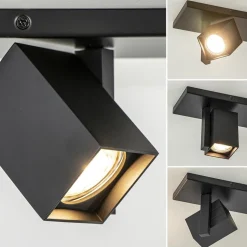 2-Lichts plafondlamp met vierkante spots mat zwart