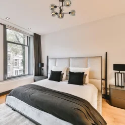 6-Lichts plafondlamp zwart met smoke glazen bollen