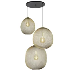 3-Lichts ronde hanglamp goud/mat zwart