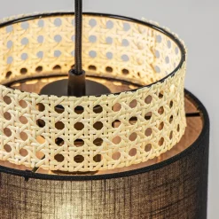 3-Lichts ronde hanglamp zwart met webbing