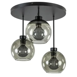 3-Lichts ronde plafondlamp met smoke glazen bollen
