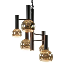 5-Lichts vide hanglamp textured black excl lichtbronnen