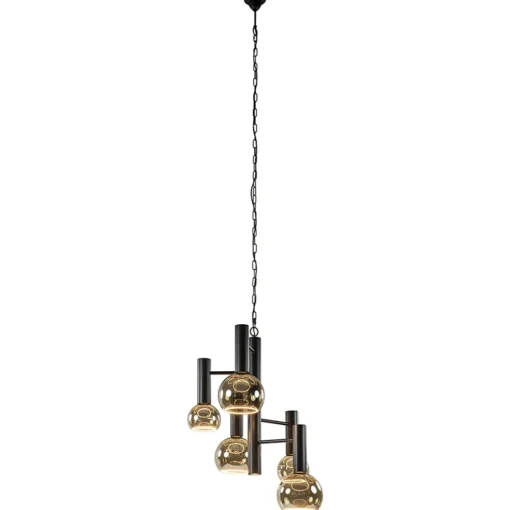 5-Lichts vide hanglamp textured black excl lichtbronnen