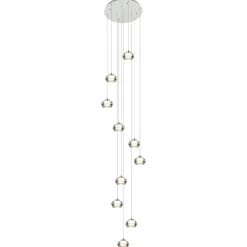10-Lichts videlamp chroom/smoke glas inclusief dimbaar LED
