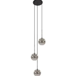 3-Lichts videlamp smoke glas met zwart