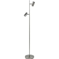 2-Lichts vloerlamp nikkel met dimbare spots