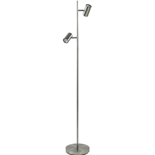 2-Lichts vloerlamp nikkel met dimbare spots