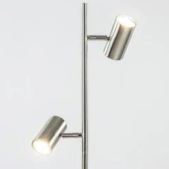 2-Lichts vloerlamp nikkel met dimbare spots