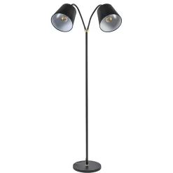 2-Lichts vloerlamp zwart/goud met flexibele armen