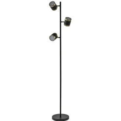 3-Lichts vloerlamp zwart/goud met dimbare spots