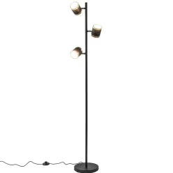 3-Lichts vloerlamp zwart/goud met dimbare spots