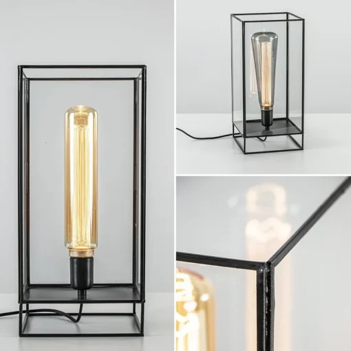 Light & Living tafellamp Solas zwart met glas
