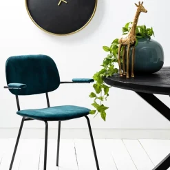 Light and Living eetkamerstoel Emma velvet petrol