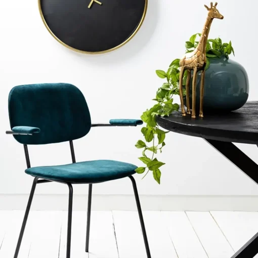 Light and Living eetkamerstoel Emma velvet petrol