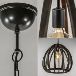 Light and Living hanglamp Barsia wood dark brown