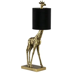 Light and Living tafellamp Giraffe klein antiek brons/velvet zwart