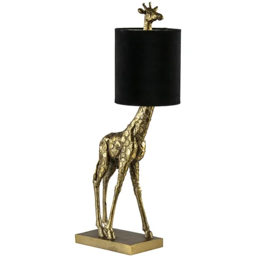 Light and Living tafellamp Giraffe klein antiek brons/velvet zwart