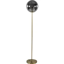 Light and Living vloerlamp Medina goud met smoke glas