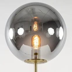 Light and Living vloerlamp Medina goud met smoke glas