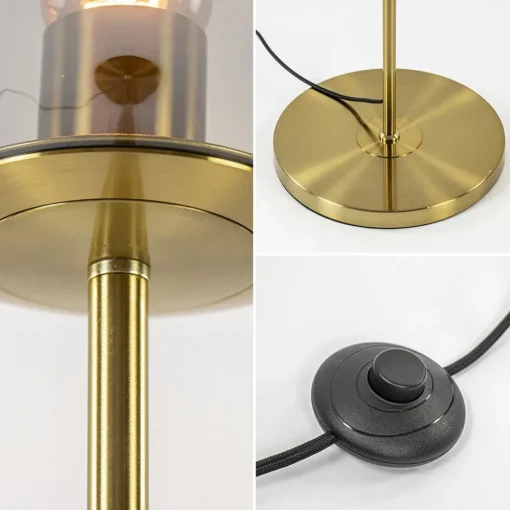 Light and Living vloerlamp Medina goud met smoke glas