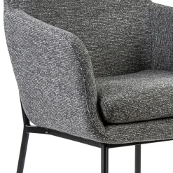 Luxe armstoel gemeleerde stof met zwarte poot