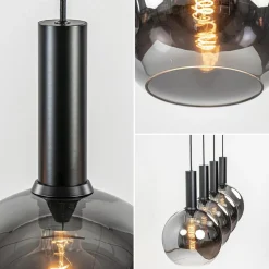 Luxe 4-lichts eettafelhanglamp met smoke glazen bollen
