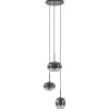 Luxe 3-lichts hanglamp rond met smoke glazen kappen