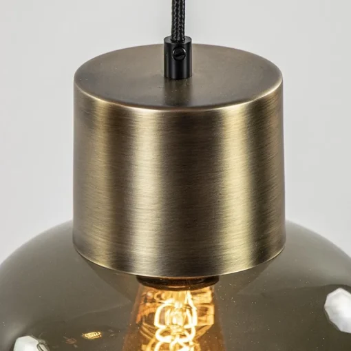 Luxe 7-lichts videlamp zwart/brons met smoke glas