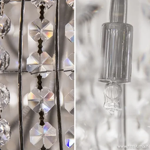 Luxe ronde hanglamp kristal met chroom