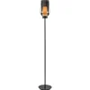 Luxe vloerlamp zwart marmer met smoke glazen kap