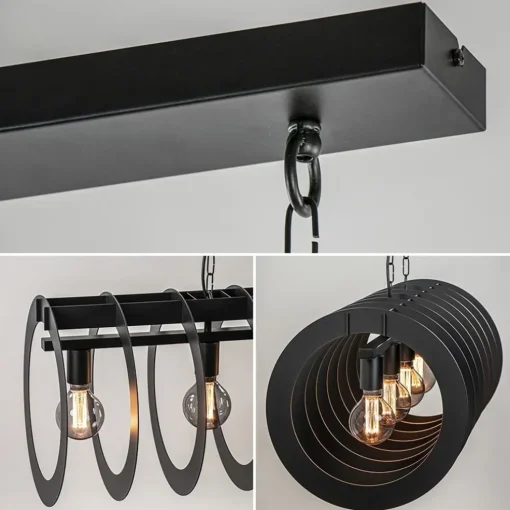 Mat zwart metalen hanglamp Rings