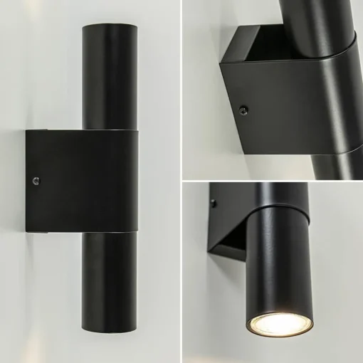 Mat zwarte cilinder wandlamp up+down