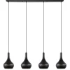 Mat zwarte eettafelhanglamp zwart met goud 4-lichts